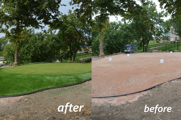 Tucson backyard putting green before and after