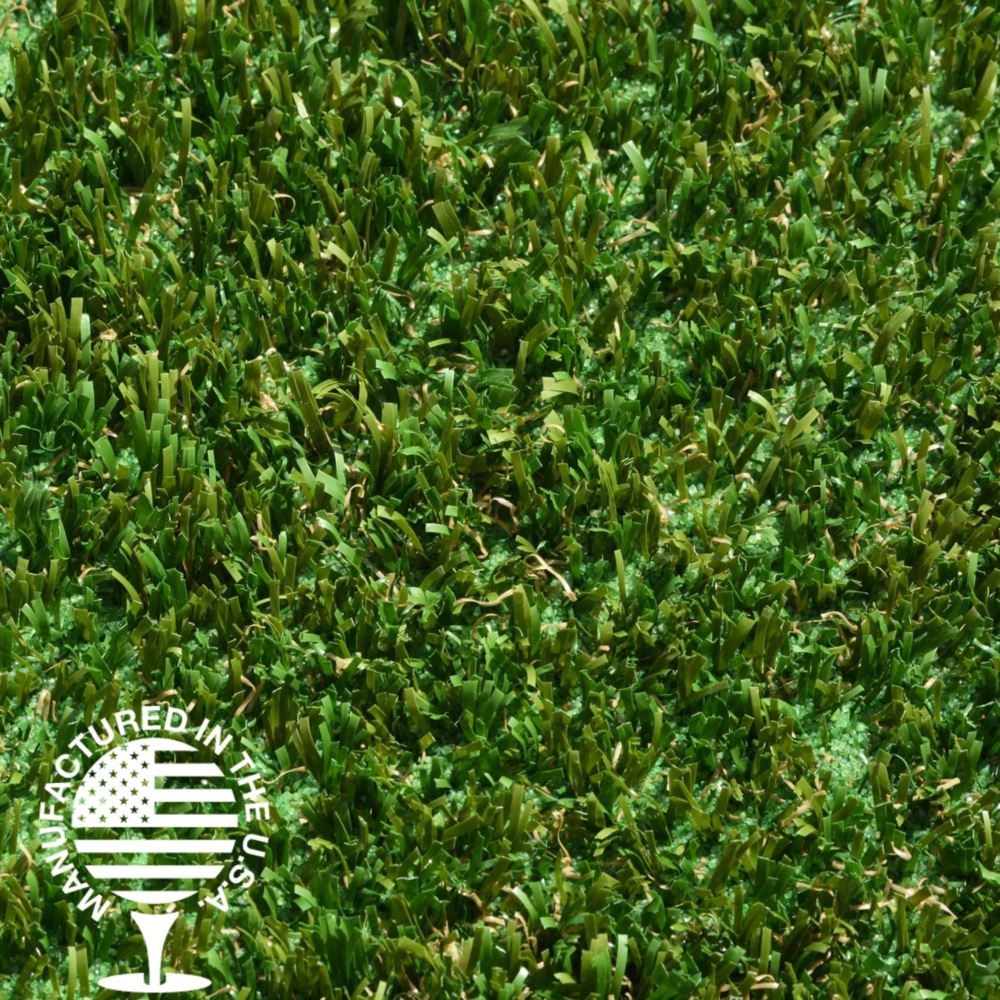Close-up of field green and olive blend artificial grass turf, manufactured in the USA, featuring natural color variation and durable fibers for residential lawns, commercial landscapes, and sports applications by Southwest Greens.